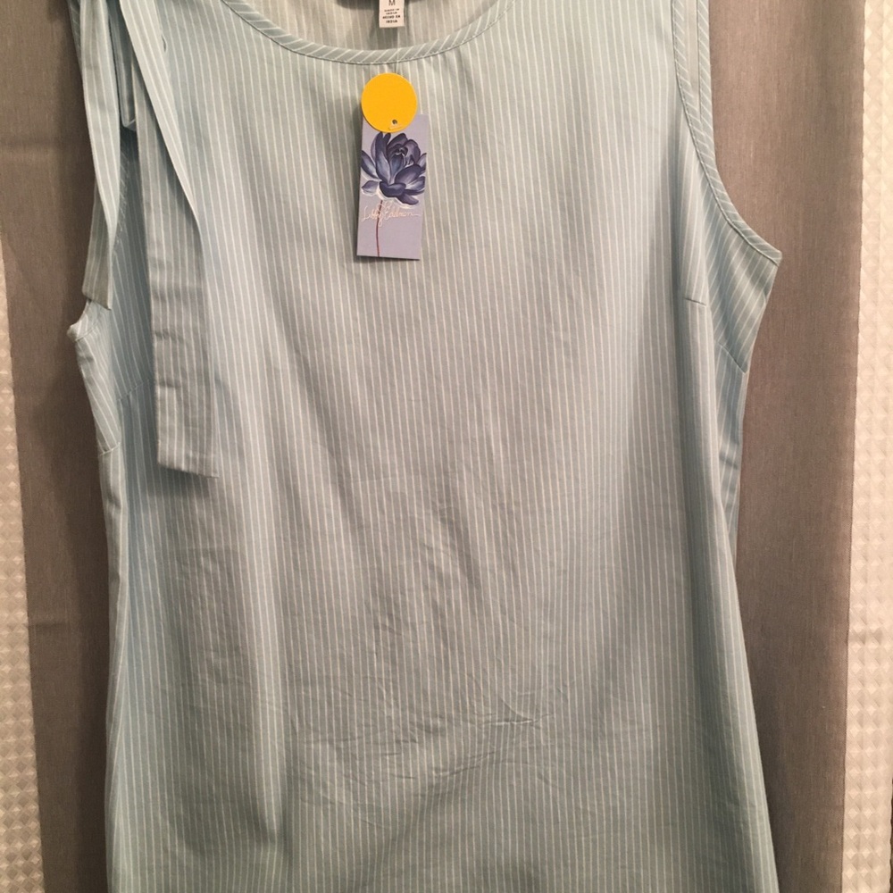 Sleeveless striped top w cute tie detail shoulder